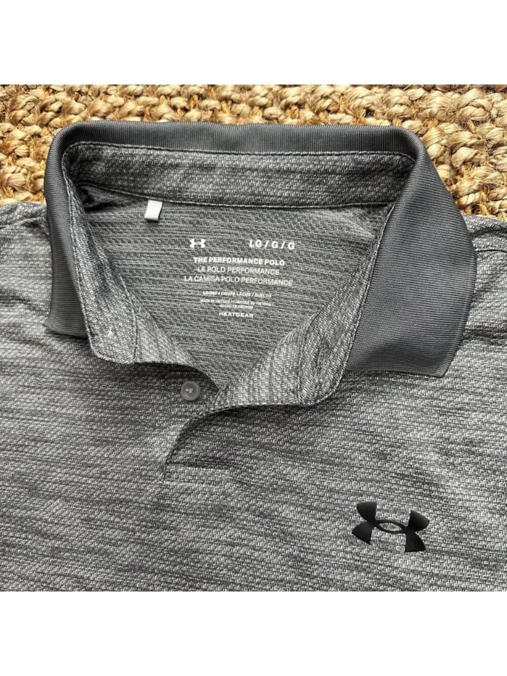Under Armour UA Men's Gray HeatGear Performance Short Sleeve Polo Shirt Size L